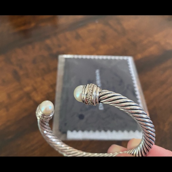 David Yurman Cable Bracelet with Pearls and Diamonds, 7mm - Picture 2 of 5